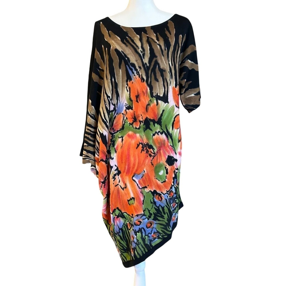 Sempre Italy Designer Lagenlook Art To Wear Asymmetric Dolman Sweater Top Sz 2 M